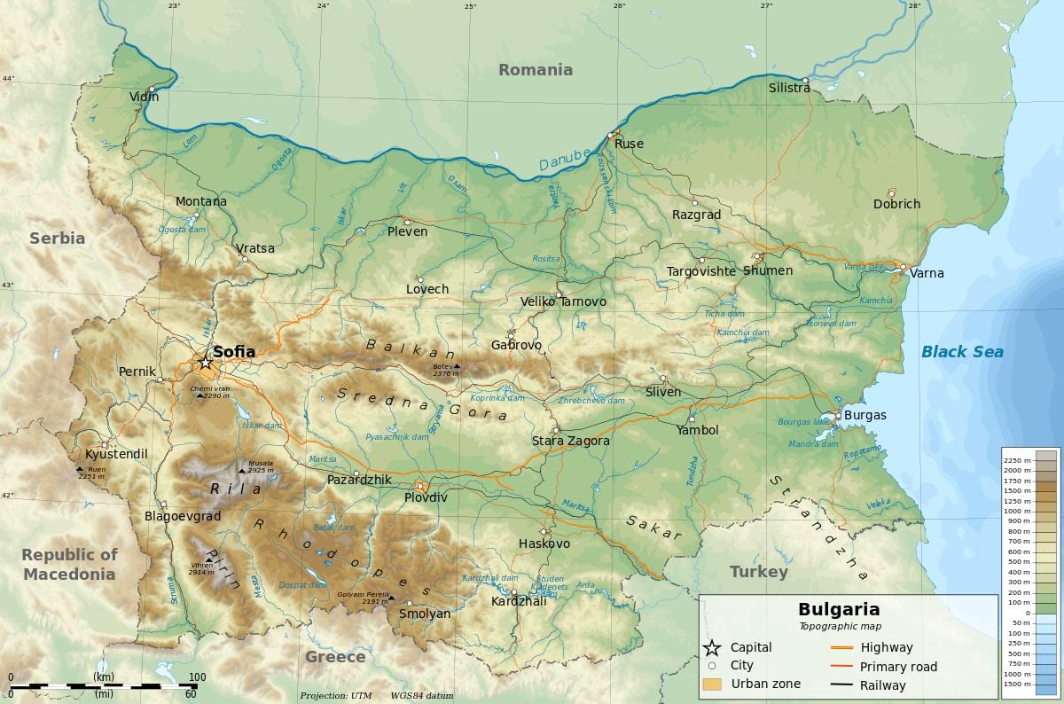 peta Bulgaria geografi