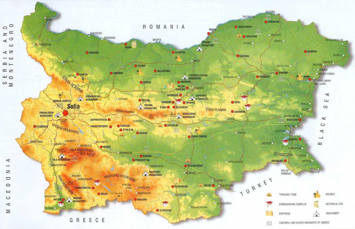 Bulgaria peta gunung